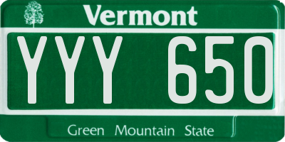 VT license plate YYY650