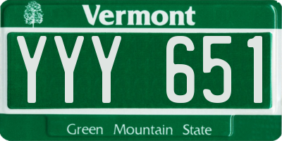 VT license plate YYY651