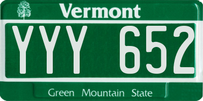 VT license plate YYY652