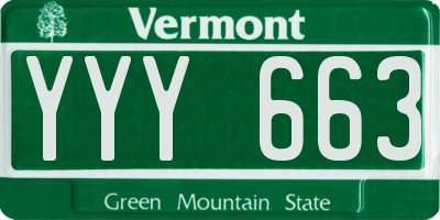 VT license plate YYY663