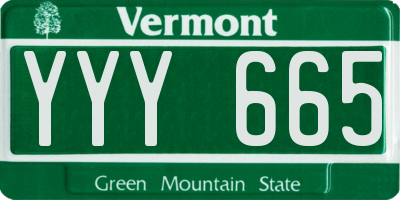 VT license plate YYY665