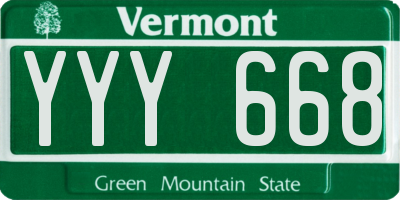 VT license plate YYY668