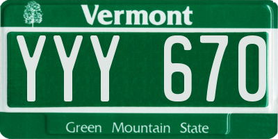 VT license plate YYY670