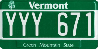 VT license plate YYY671