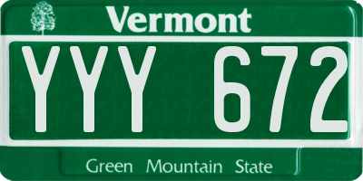 VT license plate YYY672