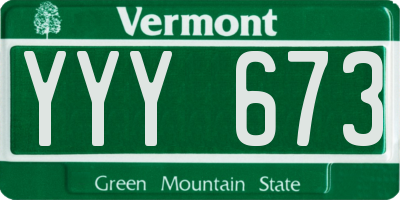 VT license plate YYY673