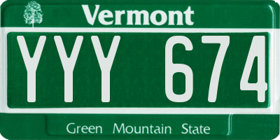 VT license plate YYY674