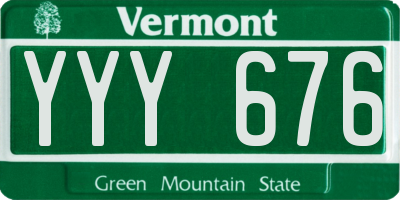 VT license plate YYY676