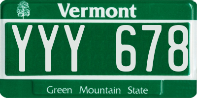 VT license plate YYY678