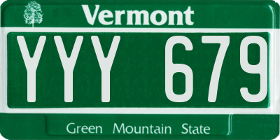 VT license plate YYY679