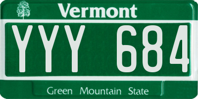 VT license plate YYY684
