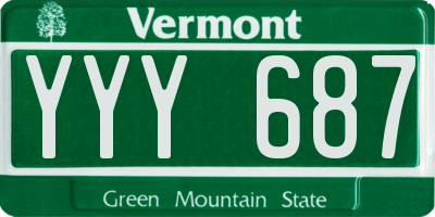 VT license plate YYY687