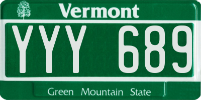 VT license plate YYY689