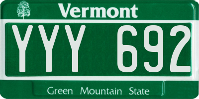 VT license plate YYY692