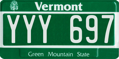 VT license plate YYY697
