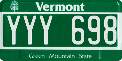 VT license plate YYY698