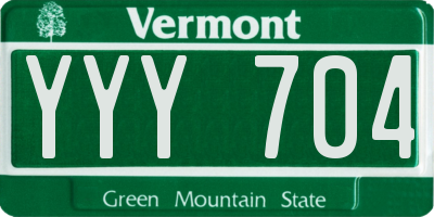 VT license plate YYY704
