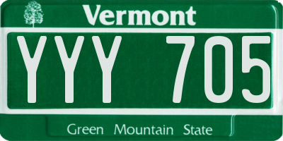 VT license plate YYY705