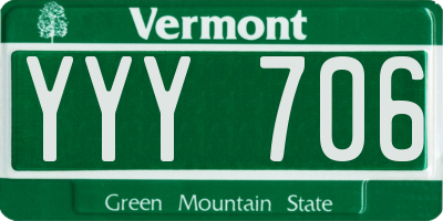 VT license plate YYY706