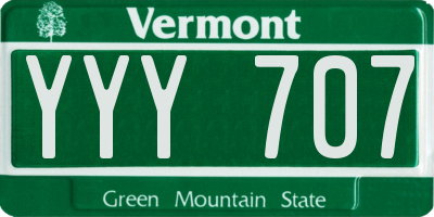 VT license plate YYY707