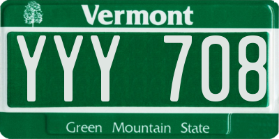 VT license plate YYY708