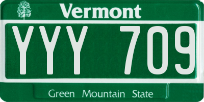 VT license plate YYY709