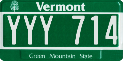 VT license plate YYY714