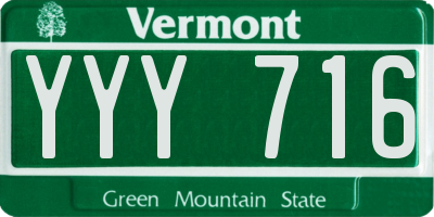 VT license plate YYY716