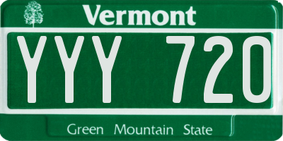 VT license plate YYY720