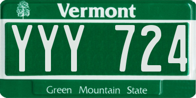 VT license plate YYY724