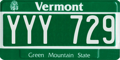 VT license plate YYY729