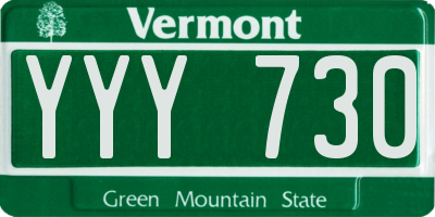 VT license plate YYY730