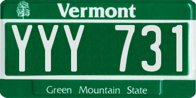 VT license plate YYY731