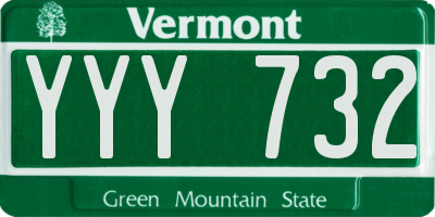VT license plate YYY732