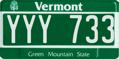 VT license plate YYY733