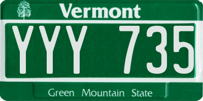 VT license plate YYY735