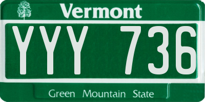 VT license plate YYY736