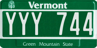 VT license plate YYY744