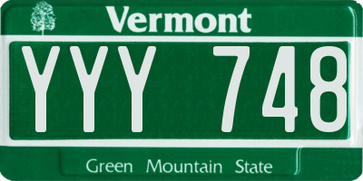 VT license plate YYY748