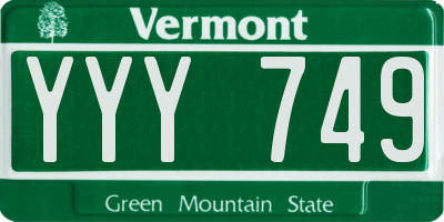 VT license plate YYY749