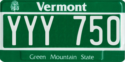 VT license plate YYY750