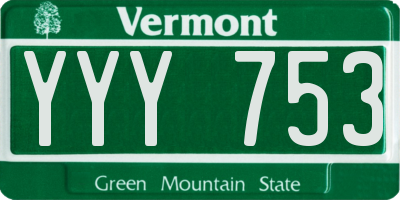 VT license plate YYY753