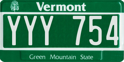 VT license plate YYY754