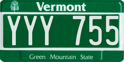 VT license plate YYY755