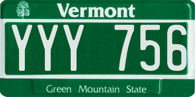 VT license plate YYY756