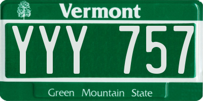 VT license plate YYY757