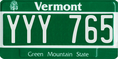 VT license plate YYY765