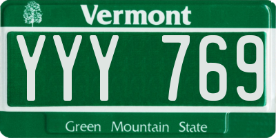 VT license plate YYY769