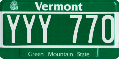 VT license plate YYY770