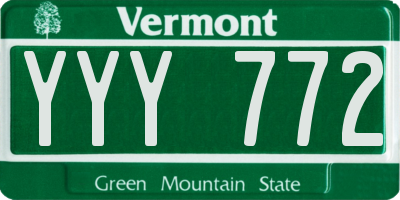VT license plate YYY772